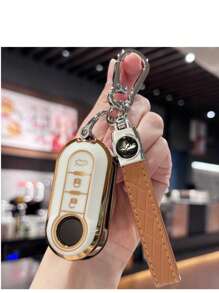 Key Fob Cover With Keyring Keychain Lanyard For Fiat 500 500L Brava Bravo Doblo Ducato Fiorino Punto Panda Palio Stilo Lancia,3 Buttons TPU Flip Key Fob Protective Cover Car Key Cover Case Car Accessories Bag Charm Backpack For School