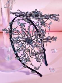 1 Stück Kopfband mit durchsichtigem blauem Kristall, exquisites Design in Schneeflockenform, Krone Haarschmuck, Hochzeit, Abschluss, Geburtstag, Party, Sommer Urlaub, tägliche Dekoration