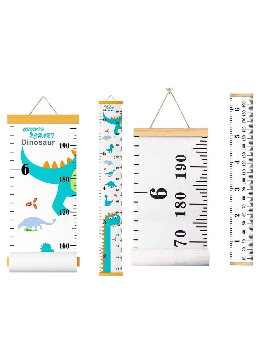 1 pieza Adhesivo medidor de altura con gráfico de animales para habitación de niños, lienzo con registro de crecimiento infantil, decoración de habitación de bebé, regalos de decoración familiar para baby shower, gráfico de crecimiento de dibujos animados, regalo de baby shower, regalo de cumpleaños - Multicolor - Ver 1