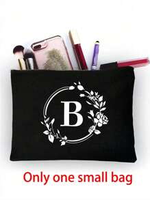 1/2 pezzi Borsa shopping tela con stampa lettere iniziali dalla A alla Z, con borsa portaoggetti cosmetici inclusa, borsa personalizzata, grande capacità, adatto per matrimoni, compleanni, spiaggia, vacanze, scuola, ottimo regalo per donne, mamme, insegnanti, amiche, damigelle d'onore, studenti, borsa grande. Borsa casual capiente e portatile, adatta per lo shopping multifunzionale