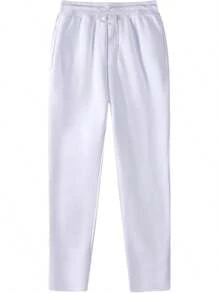 Stretch Jogging Pants For Men Cotton Sweatpants Loose Fit Straight Cut Casual Pants Summer Outdoor Lightweight Training Pants With Zipper Pockets Relaxing Pants - W6 - White - View 4