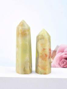1pc Natural Crystal 5-8cm Flower Agate Column, For Home Decor, Tabletop Display, Gift - Flower jade - View 4