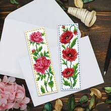 6 Pcs Floral Cross Stitch Bookmark DIY Craft Kit - Includes Lily Of The Valley, Daisy, Sunflower, Rose Patterns, With Embroidery Floss, Tools And Instructions - Suitable For Sewing Hobbyists And Beginners As Bookmarks And Home Decor