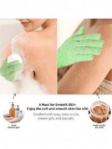 Guantes exfoliantes de ducha, guantes exfoliantes de doble cara, guantes exfoliantes de ducha, guantes para frotar el Body, herramienta de limpieza corporal exfoliante, toalla de baño larga con tira elástica para el dorso, de nailon reforzado, toalla de baño exfoliante doméstica para un fuerte frotado de espalda