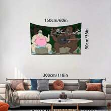 Polyester Humorous Cartoon Wall Tapestry - 1pc Orangutan And Character Home Decor Living Room, Office