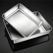 1 Stainless Steel Fresh-Keeping Box, Rectangular Baking Tray, Cake Baking Tools, With Or Without Lid - Suitable For Making Baked Cakes, Layer Cakes, Brownies, Marinated Meats, Fresh Fruit And Vegetable Trays, Outdoor Barbecue Trays, Grilled Fish Trays, Towel Display Trays, Refrigerator Storage Boxes, Biscuit Trays, Suitable For Toasters, Tiramisu Square Trays, Easy To Clean And Load-Bearing, Kitchen, Restaurant, Outdoor, Marinated Essential