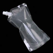 5Set (5pcs/Set) 500ML Clear Plastic Spout Flask Bladder Bags Pouch Leak Proof Cap Party UK - Transparent - View 6