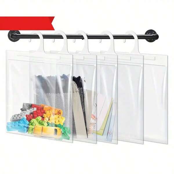 1 pièce Grand sac de rangement suspendu - Matériau PE réutilisable et anti-poussière, convient pour la maison, le dortoir, la classe, la bibliothèque et la pharmacie - Surface brillante, étagère monocouche