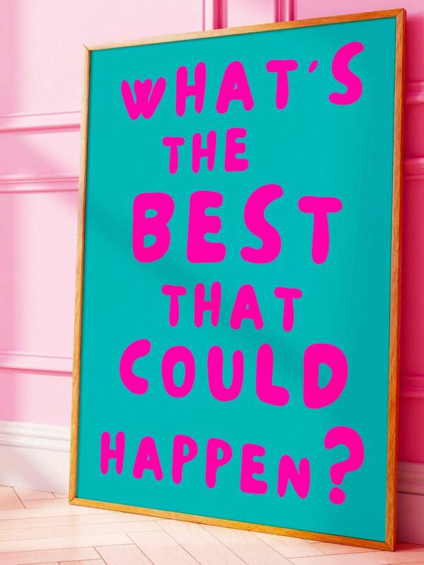 1pc, Canvas Hanging, Framed, Easy To Hang, Wall Arts, Posters, Waterproof, Positive Quotes Dopamine Decor, Pink Turquoise Posters, Funky 70s Wall Art, Artwork Printable. Girly Dorm Fashion, Text Posters, Quotes, Home Decor, Suitable For Room Decor, Dorm Decor, Bathroom Decor, Restaurant Kitchen Wall Art