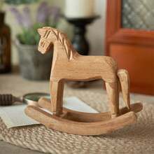 Swinging Wooden Horse Decorations Table Top Decor Animals Office TV Cabinet Desktop Home Decoration Ornaments - 紅棕色 - 查看 4