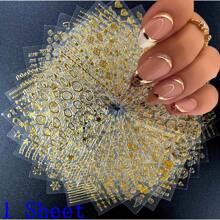 30PCS/10pcs Random Press Nail With Adhesive Back Self-Adhesive 3D Floral Nail Polish Decal - Self-Adhesive, Coloured DIY Nail Polish Decal With Glitter Effect Nail Art For Women And Girls, Nail Nail Art Supplies, Nail Nail Decoration | Floral Nail Design | Self-Adhesive Paper, Nail Nail Decal