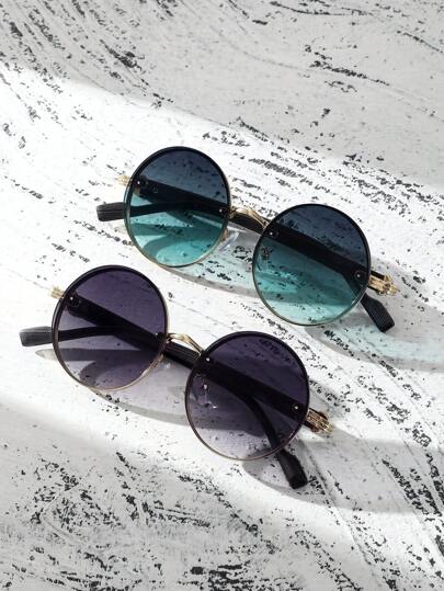 1 par de gafas con marco metálico negro redondo, gafas de moda vintage chic punk para fotografía callejera, viajes, fiestas, uso diario, pesca, camping, vacaciones de verano en la playa, al aire libre, viajes