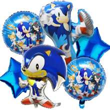 Eyuwn 6PCS So Nic Birthday Party Supplies Video Gamers Hedgehog Foil Balloon Bouquet Decorations