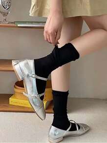 1 par de calcetines largos tipo tubo para mujer con encaje y parches, de malla a rayas, ajuste ceñido y transpirable, hasta el muslo, para primavera/otoño