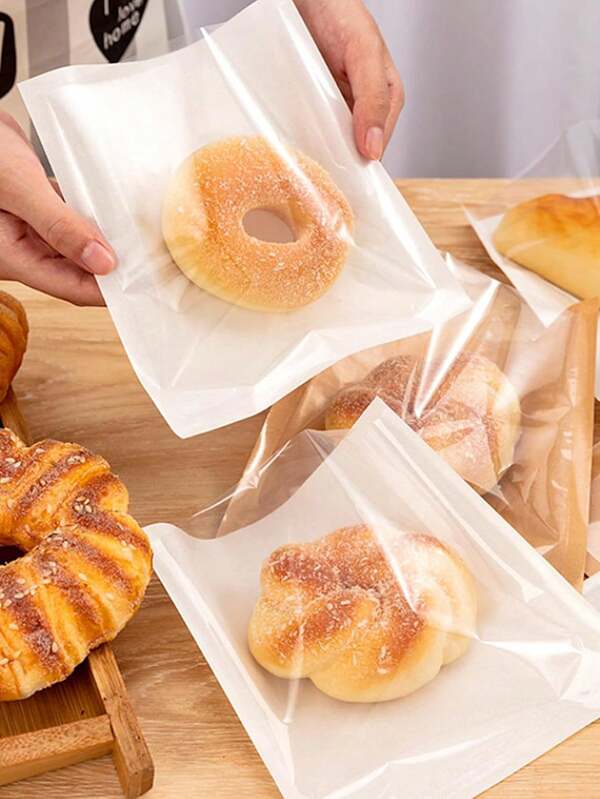 1set/10pcs,Heat-Sealable Kraft Paper Bakery Bags With Windows, Suitable For Oil-Resistant Cookies And Pastry Packaging, Ideal For Donuts, Bread, Sandwiches, And Baked Goods