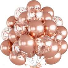 30pcs/Set Shiny Rose Gold Metallic Sequin Or Pearlescent Rose Gold Latex Balloons Pack, Suitable For Bachelorette Party, Birthday, Wedding, Proposal, Mother's Day, Graduation, Halloween, Christmas And Other Indoor/Outdoor Decorations