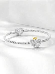 1 mặt dây chuyền hình trái tim bằng bạc Sterling 925, thích hợp làm vòng tay DIY cho nữ. - Bạc - Xem 8