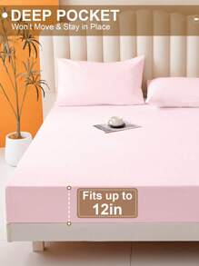1pc Solid Color Waterproof Fitted Sheet ,Bed Sheet Set Skin-Friendly Mattress Cover, Soft And Comfortable Bed Sheet For Bed ,Mattress Protector, Bedspread For Bedroom, Mattress Cover For Comfortable Sleep, Suitable For All Season