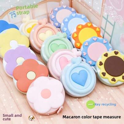 1pc Cute Mini Floral Retractable Soft Tape Measure, Flexible Body Measuring Ruler, 1.5m/59 Inch, Random Color, For Sewing, Tailoring, Medical Body Measurement