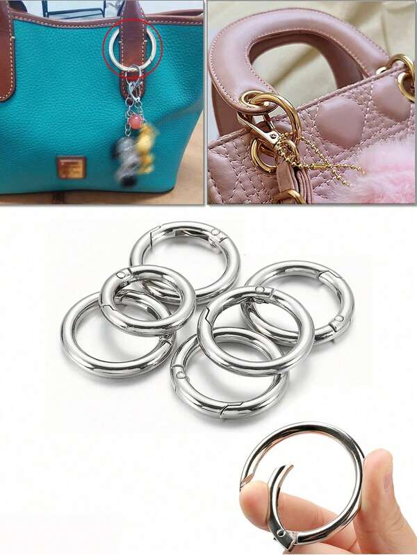 1/2pcs O-Ring Spring Clasp Hook Circle Carabiner Keychain, 1/1.25/1.5 Inch Spring Rings,Bag Accessories,Suitable For Keyrings Buckle, Bags,Purses,With Round Openings And Spring Rings