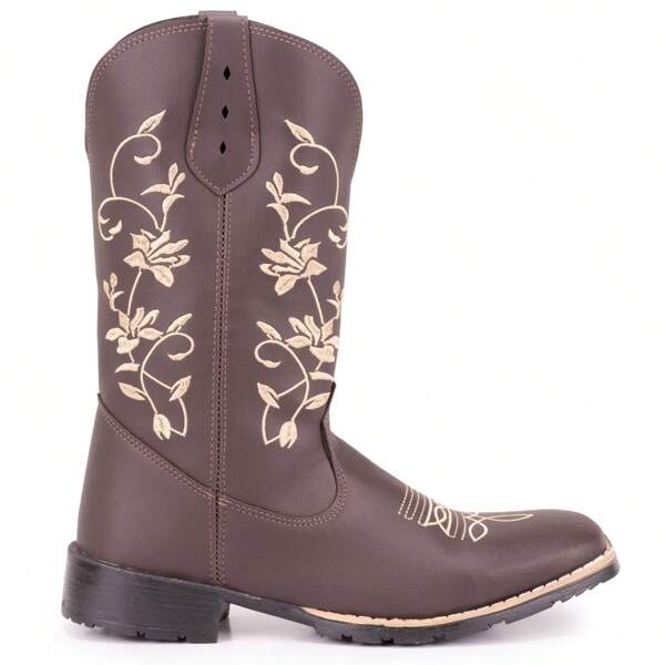 Bota Texana Feminina Country Bico Quadrado Solado de Borracha Ramos Café bota feminina cano médio