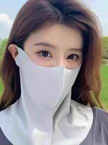 1pc Women Lightweight Ice Silk Face Mask With Sun Protection, Breathable Openwork, Solid Color, Suitable For Outdoor Riding, Daily Use
