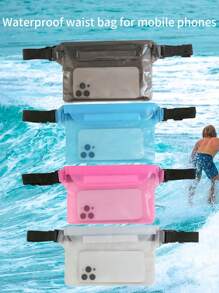 1pc/2pcs Waterproof Beach & Underwater Phone Bag, Waterproof Waist Pouch For Outdoor Travel, Waterproof Earphones Bag, PVC Material, Hook & Loop Closure, Triple Waterproof, Travel Storage Bag, Summer Waterproof Phone Pouch, Suitable For Diving, Swimming, Surfing