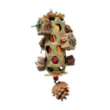 Parrot Hanging Bite Wooden Colorful Shredding Crinkles Parrot Chew Toys Natural Foraging Sola For Conures Cockatiels Parakeets