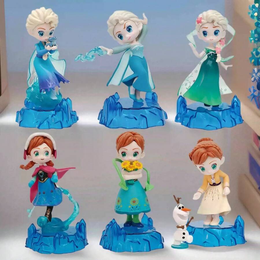 1/6pcs Frozen Cartoon Hand Princess Aisha Anna Blind Box Around The Doll Desktop Car Ornaments. - Multicolor - View 1