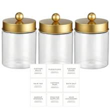 2/3/6pcs Qtip Holder Dispenser - 8 Oz Plastic Apothecary Jar Containers For Vanity Makeup Countertop Organizer Storage -Bathroom Canister Accessories Set For Cleaning Swab, Ball, Pads, Floss,For Holiday Beach, Bathroom Collection, Bedroom Collection, Large Capacity