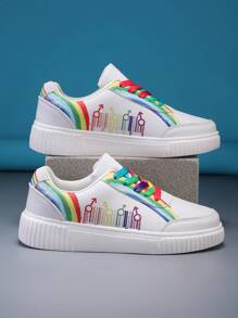 1 Pair Casual, Fashion, Versatile, Comfortable, Lightweight Outdoor/Campus/Sports Rainbow-Colored Sneakers