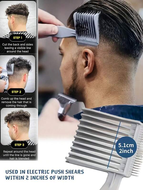 1pc Fading Comb - Professional Haircutting Tool For Self-Cutting And Fading | Ergonomic Curved Design For Smooth Gradients And Precise Fading | Haircut Guide For Home Salon And Professional Use - Perfect Haircutting Tool For Fading And Precise Haircuts At Home Or Salon