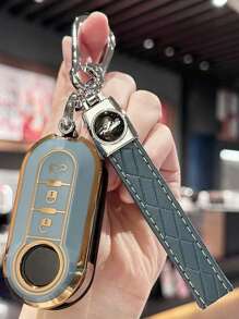 Key Fob Cover With Keyring Keychain Lanyard For Fiat 500 500L Brava Bravo Doblo Ducato Fiorino Punto Panda Palio Stilo Lancia,3 Buttons TPU Flip Key Fob Protective Cover Car Key Cover Case Car Accessories Bag Charm Backpack For School