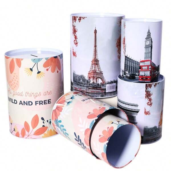 1 Set Of 3 Extra Large Capacity Piggy Banks, USD Euro Saudi Riyal Turkmenistan Egyptian Pound Swiss Franc Coin Banks, Openable Lid Metal Storage Tin Cans, Creative Coin Collection Boxes, Small Items Storage Containers
