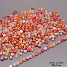Mixed Color 30pcs 8mm/Bag Flat Round Faceted Glass Beads AB Color Disc-Shaped Glass Loose Beads For Jewelry Making DIY Bracelet Earring