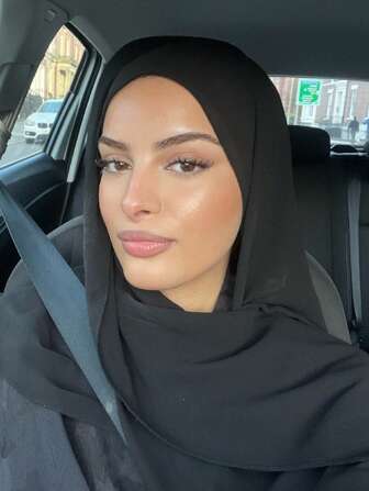 1 Pc Women's Plain Color Chiffon Soft Pearl Headscarf, Casual Arab Conservative Solid Color Long Scarf Suitable For Daily Wear For Dress