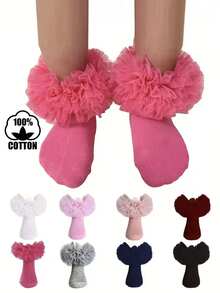 1 Pair / 8 Pairs Cotton Elegant Princess Style Big Lace Trim Shiny Dancewear Ankle Socks For Girls - Multicolor - View 1