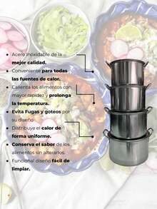 4 piezas  Juego de Ollas con Tapa Acero Inoxidable, Olla de acero inoxidable - Plateado - Ver 8