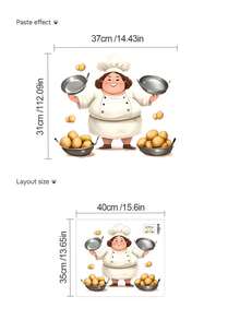 1 Sheet Minimalist Glass Bottle Flowers, Daisies, Butterflies, Birds, Oil Bottle, Vegetable Baskets, Whisks, English Letters, Cute Owls Drinking Coffee, Chef, Potato, Kitchen Utensil Wall Stickers, Decorative Adhesive For Kitchen And Dining Room, Removable PVC Mural - Multicolor - View 9