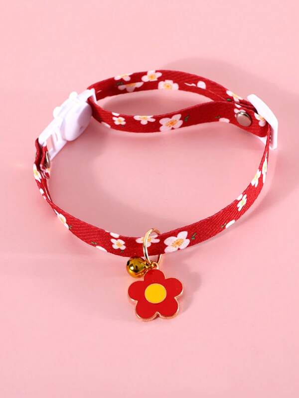 1pc Cute Flower Pendant Ditsy Floral Pet Collar, Suitable For Indoor & Outdoor Small/Medium Cat Dog Accessories