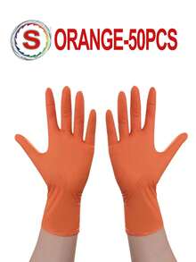 Guanti monouso in nitrile arancioni, guanti da pulizia resistenti per cucina, bagno, pulizia, tatuaggi, bellezza, tintura per capelli, cura degli animali domestici, salone di bellezza, forniture per la pulizia, strumenti per la casa - Arancione - Visualizzare 20