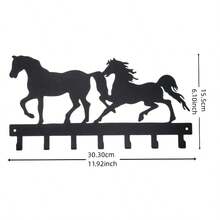 1 Pc Wall Decoration Hanging Hook, Double Horse Head Wall Hanging Hook Art Decor - Key Hook Rack - Clothes Hat Rack And Backpack Hook - Suitable For Storage, Living Room, Corridor, Office Warm Home Decor