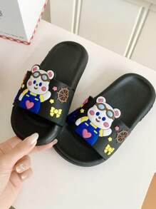 1 Pair Cartoon Bear Printed Non-Slip Comfortable PVC Summer Outdoor Shoes
