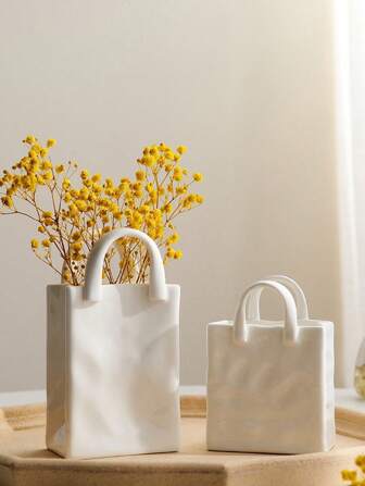 1个手提包花盆装饰摆件，创意花盆，超美花盆，室内外家居装饰花园露特家居/厨房/办公室/梳妆台可爱花瓶礼品