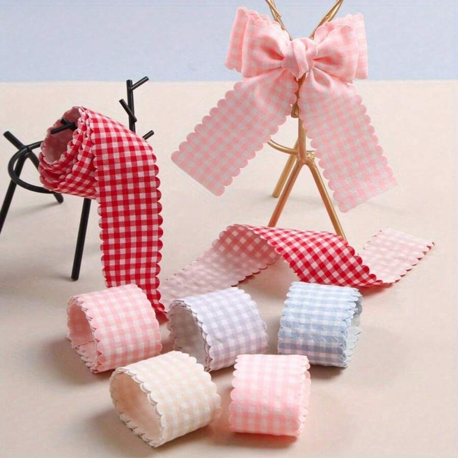 Wavy Edge Plaid Ribbon For DIY Bow Baking Flowers Clothing Decoration Ribbon - Multicolor - View 1