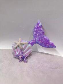 1pc Laser Glitter Mermaid, Starfish, Shell Hair Clips For Women, Packaged In Real Product, No Packaging Cardboard Claw Clips Hair Claws Hair Barrettes, School Stuff, Y2k Outfit - Multicolor - View 10