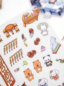 3pcs/Pack Market Food Theme Scene Stickers, 3D Three-Dimensional Two-Layer Scene Stickers, Restaurants, Inns, Academies, Bun Shops And Animal Elements DIY Creative Waterproof PET Scene Stickers , Back To School Gifts - Multicolor - View 10