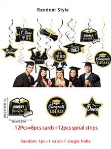 12pcs Gold,Black Graduation Year 2025 Spiral Omaments For Graduation Party Ceiling Decor Black GoldGraduation Party Photo Booth Props, Graduation Party Decor 2025,Party Decorations Supplies, GraduationSeason Party Favors,Accessories For Graduates Graduation Ceremony Supplies,2025 Graduation Decorations,2025 Graduation Gift,2025 Graduation Party Favors 2025 Graduation Party,2025 Graduation Centerpiece