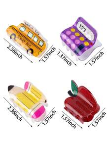 1pc Cute Acrylic Cartoon School Bus, Pencil, Apple & Calculator Design Hair Clip, Acrylic Hairpin For Women, Teachers & Girls, Suitable As Teacher's Day Gift And Back-To-School Accessory, Fits Thin & Thick Hair, Summer Hair Claw Hair Jaw Clip