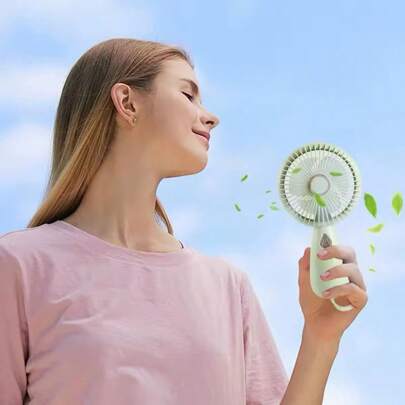 Ventilador de mão - Ventilador de mão portátil recarregável por USB com luz LED brilhante, mini ventilador pessoal para uso interno e externo, ventilador de resfriamento portátil compacto, ventilador pequeno dobrável para viagens, escritório, acampamento, ventilador de mão de bolso com bateria de longa duração, ventilador de mão de operação silenciosa ideal para o verão, dispositivo de resfriamento para clima quente, ventilador de mão leve e fácil de transportar, ventilador ajustável de várias velocidades para uso diário e atividades ao ar livre